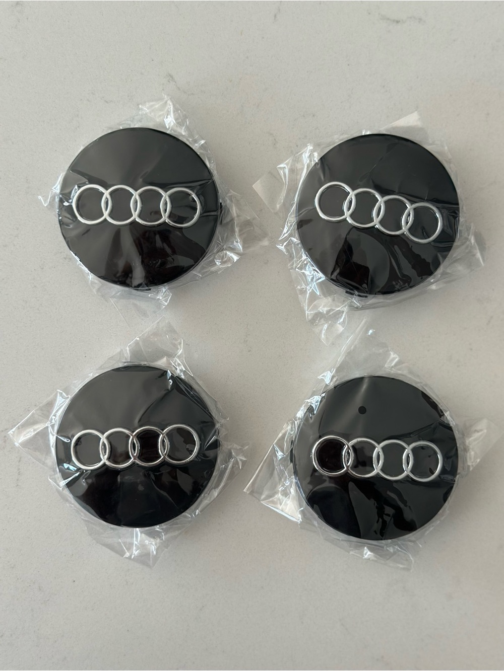 Set of 4pcs 60mm Black Car Badge Wheel Center Hub Cap Rim Caps For Audi